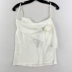KNOW ONE CARES Cami Blouse Silky Rose Top Size‎ XS Womens White NEW